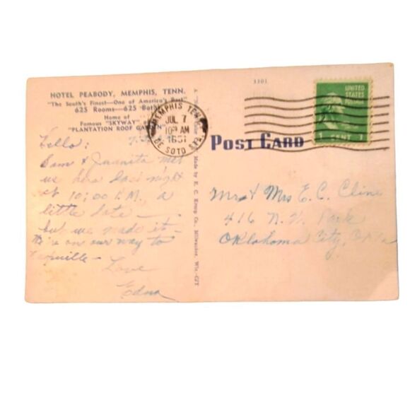 Vintage Postcard Iconic Peabody Hotel in Memphis TN - Picture 3 of 5